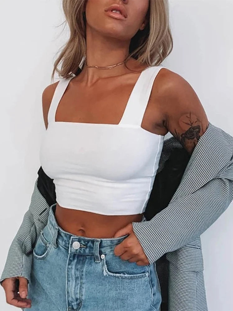 Square Neck Sleeveless Crop Top - Out-Of Box