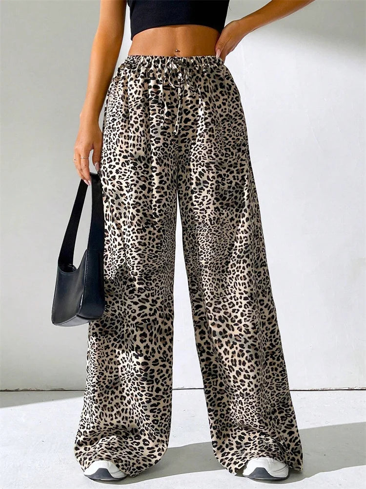 Leopard Printed Drawstring Long Pants - Out-Of Box