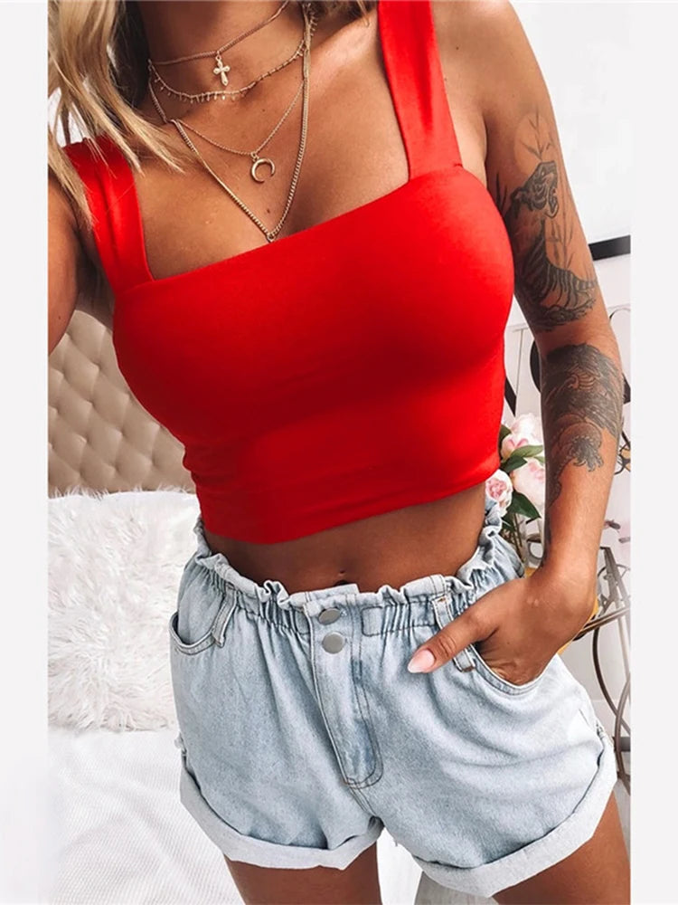 Square Neck Sleeveless Crop Top - Out-Of Box